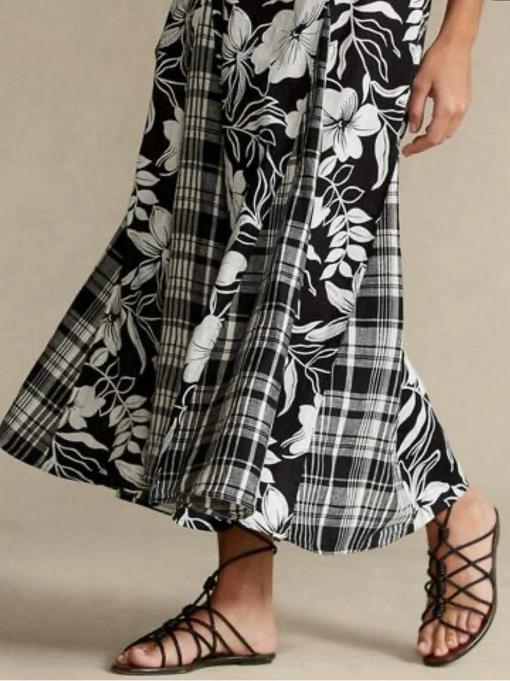 Polo Ralph Lauren Floral & Plaid 100% Linen A-Line Panel Midi Skirt Women’s Sz 6 - Picture 3 of 13